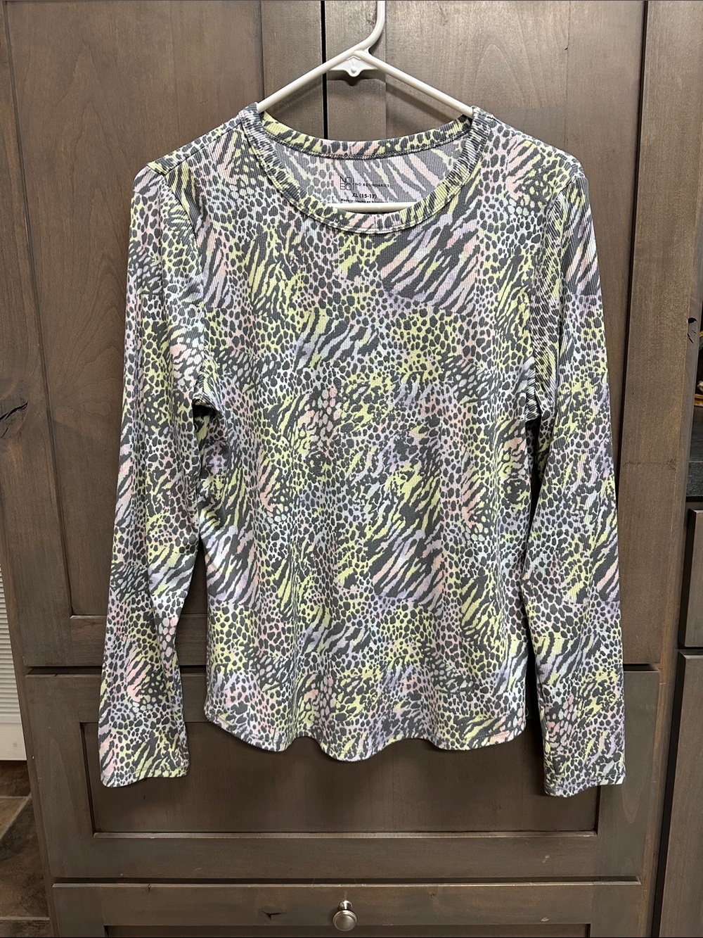 No Boundaries Long-Sleeve Animal Print Top in Yellow, Pink & Gray